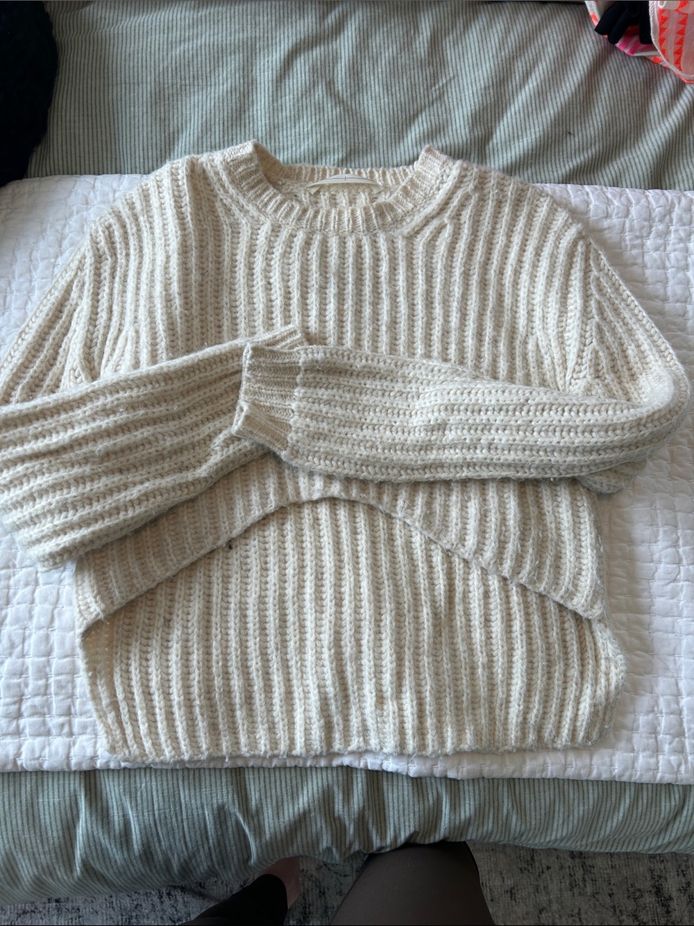 Thakoon Ivory Ribbed Crewneck Sweater
